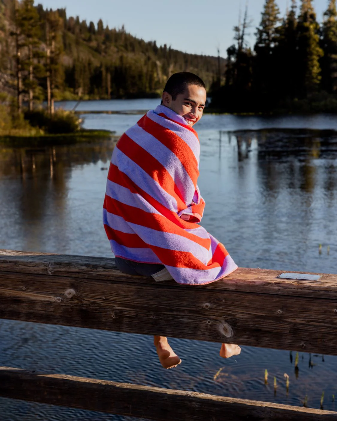 Beach Towel - Grapefruit Stripes - Image 4