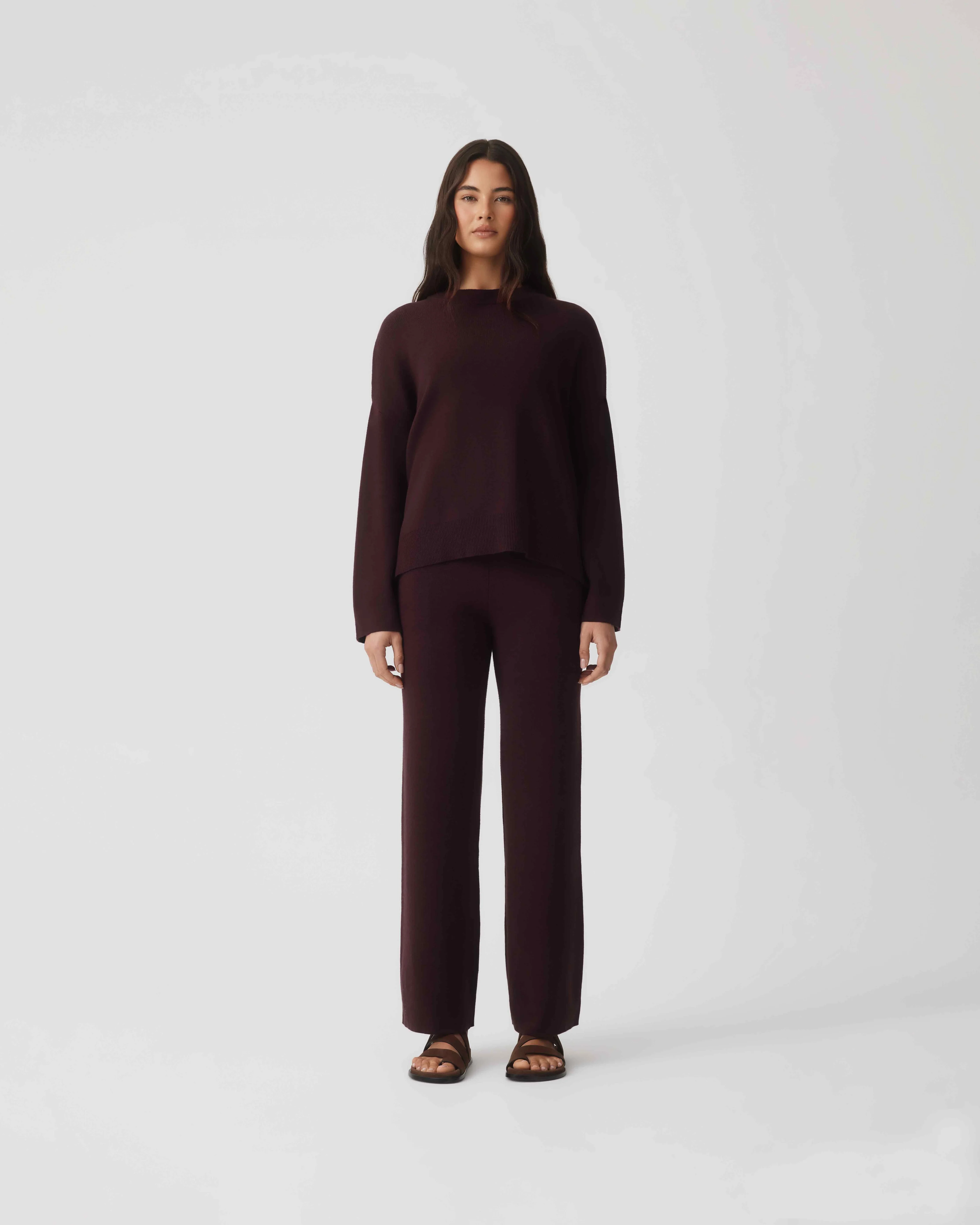 Cotton Cashmere Sweater - Wine - Image 2