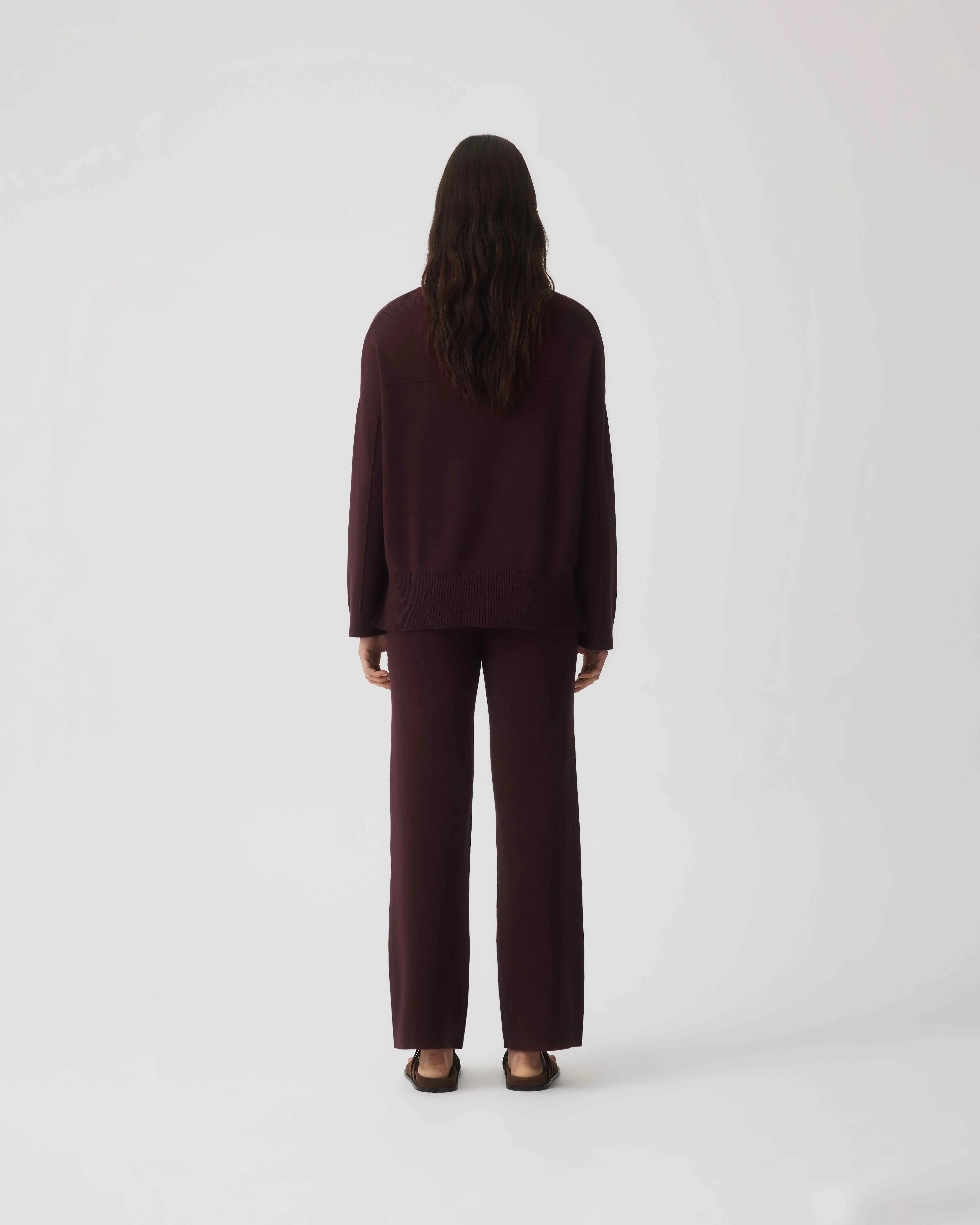 Cotton Cashmere Sweater - Wine - Image 3