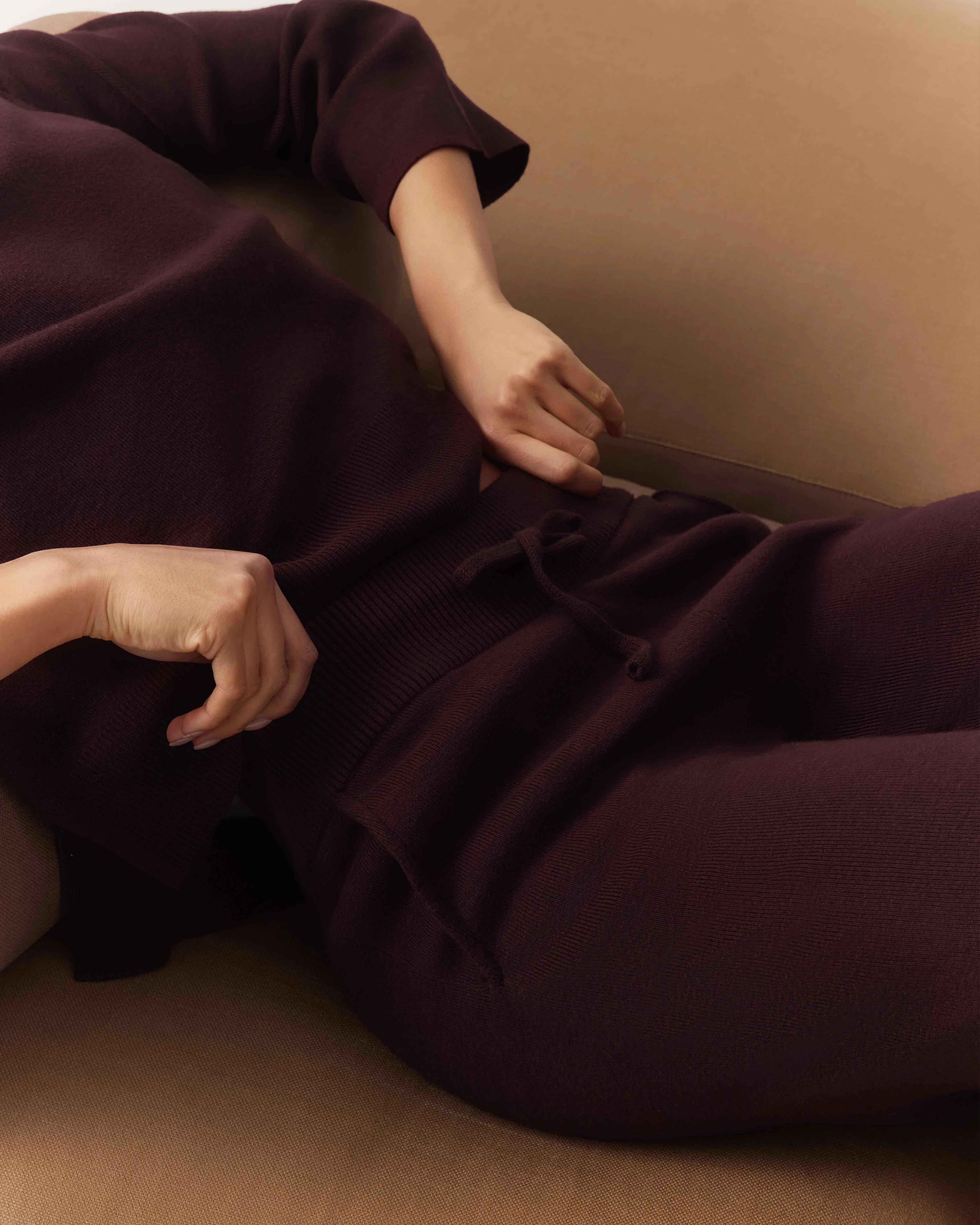 Cotton Cashmere Sweater - Wine - Image 5