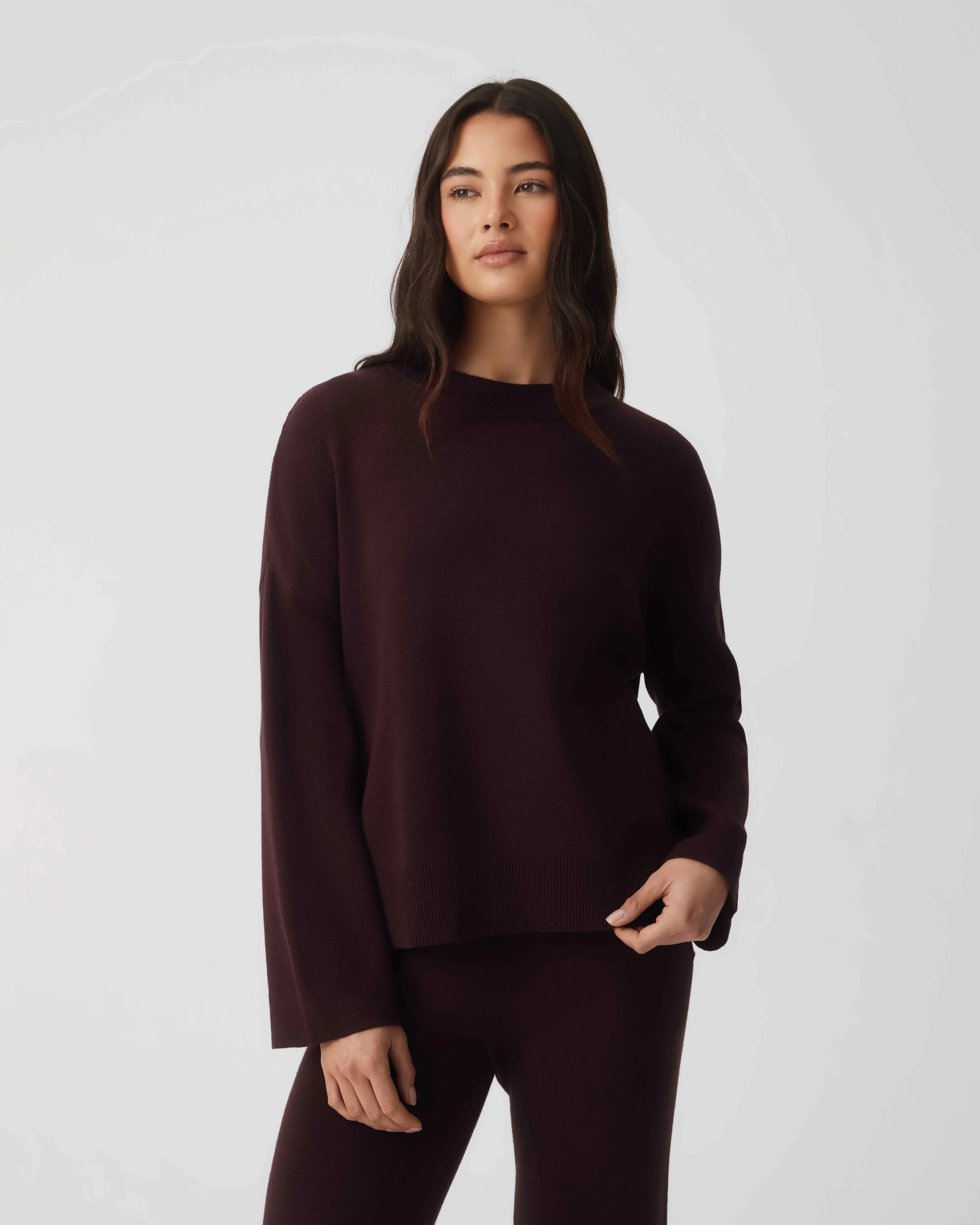 Cotton Cashmere Sweater - Wine