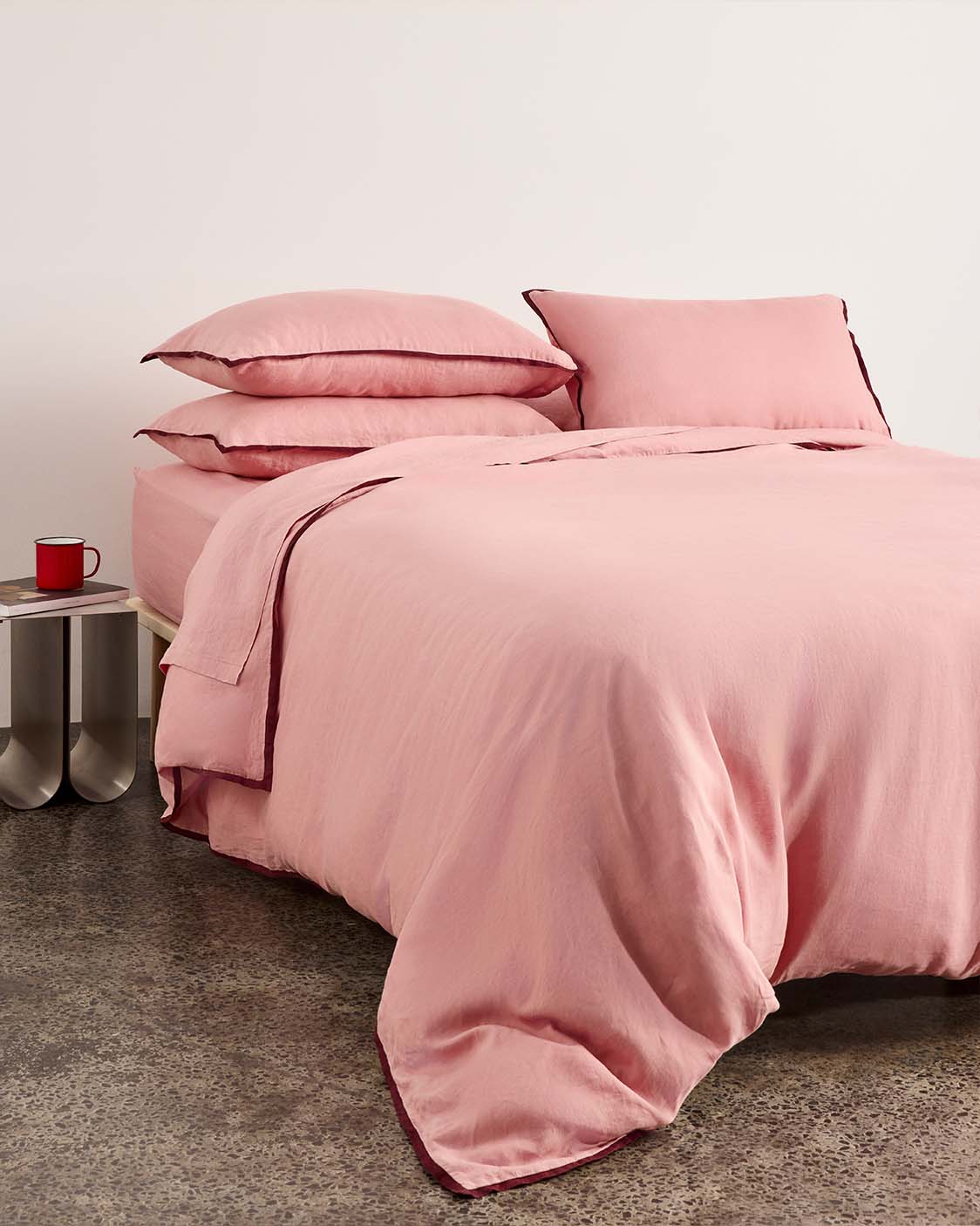 Linen Quilt Cover - Rhubarb - Image 2