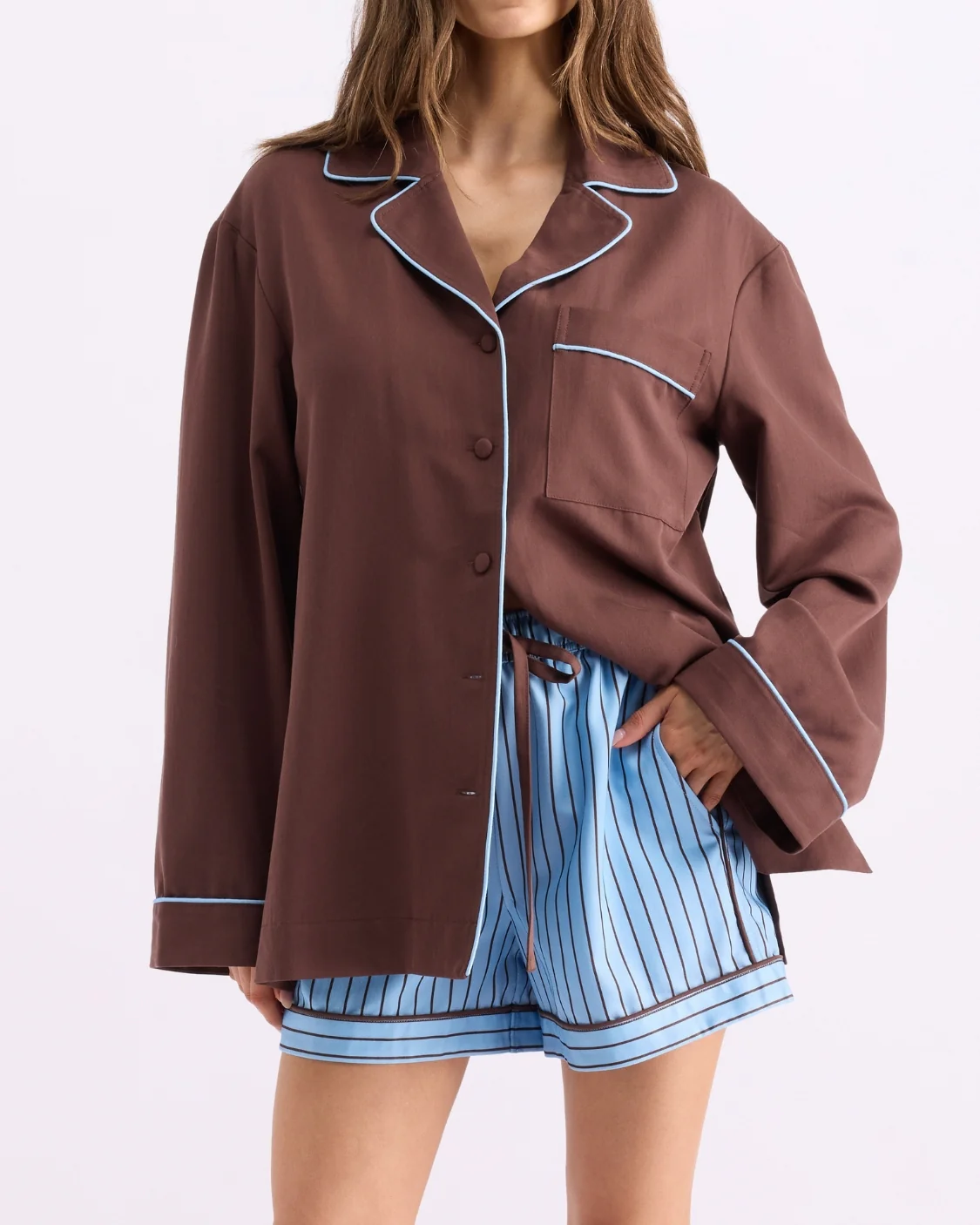 Long Sleeve Sleep Shirt - Iced Chocolate - Image 6