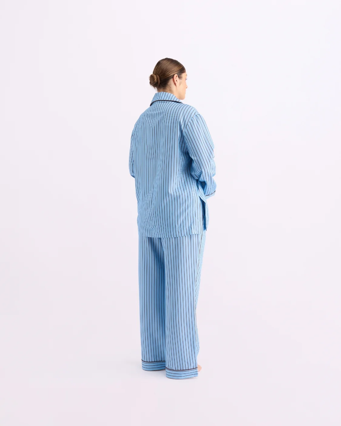 Long Sleeve Sleep Shirt - Iced Chocolate Stripes - Image 4