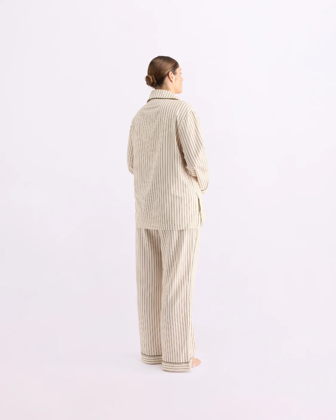 Long Sleeve Sleep Shirt - Matcha Stripes - Image 4