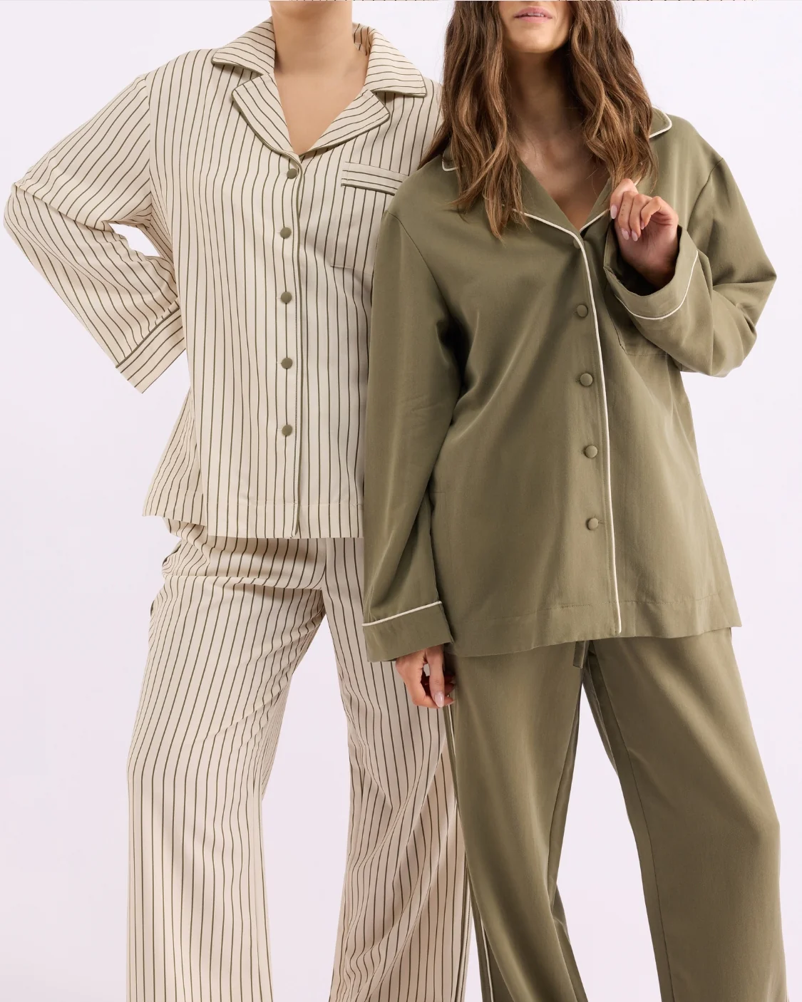 Long Sleeve Sleep Shirt - Matcha Stripes - Image 6