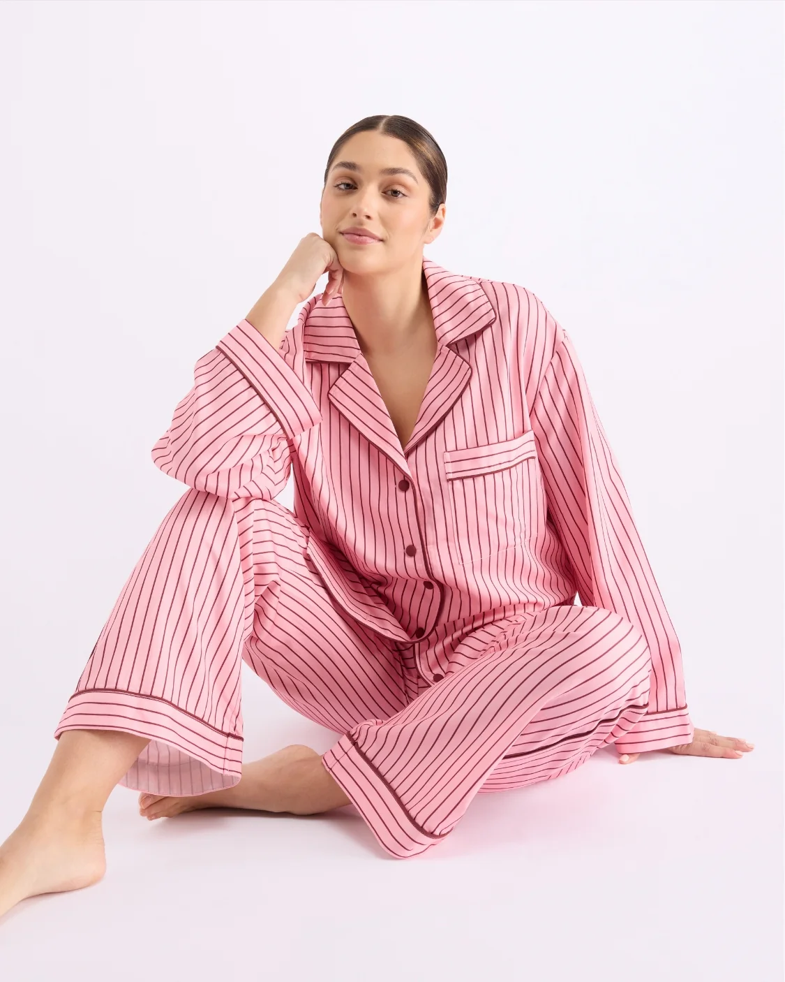 Long Sleeve Sleep Shirt - Rocky Road Stripes - Image 6
