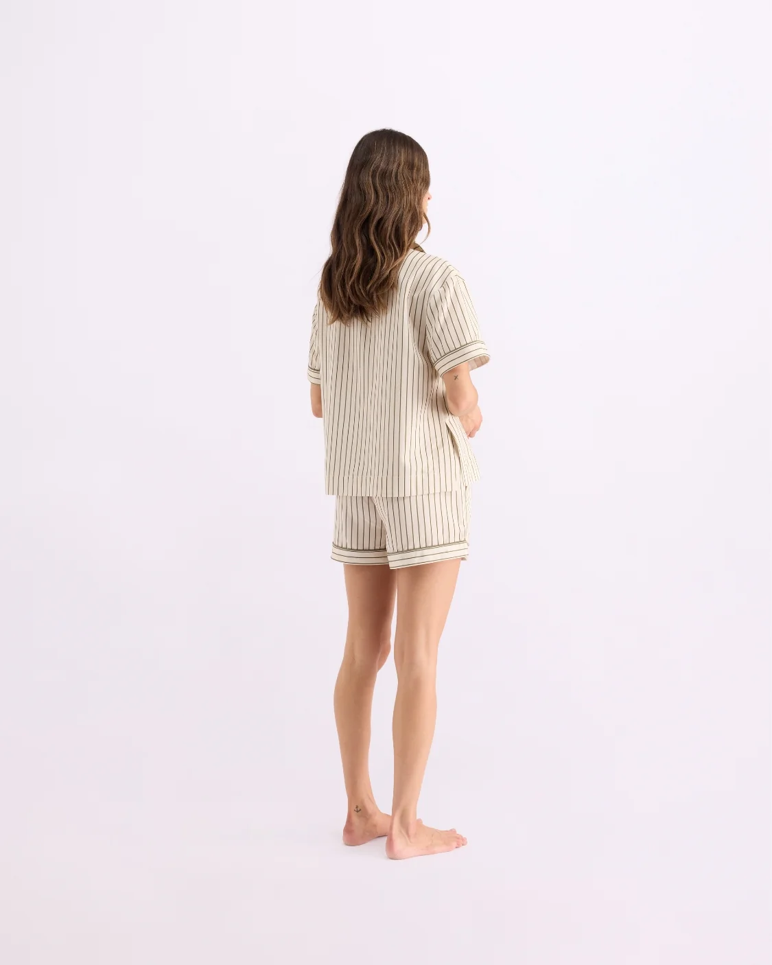 Short Sleeve Sleep Shirt - Matcha Stripes - Image 4