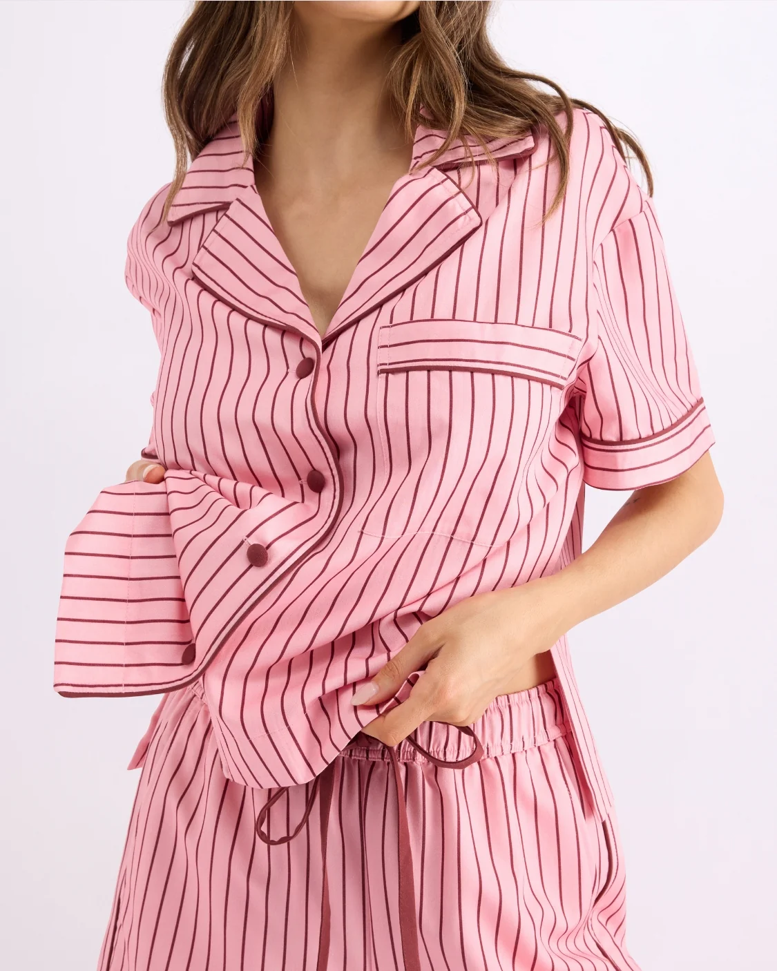 Short Sleeve Sleep Shirt - Rocky Road Stripes - Image 5